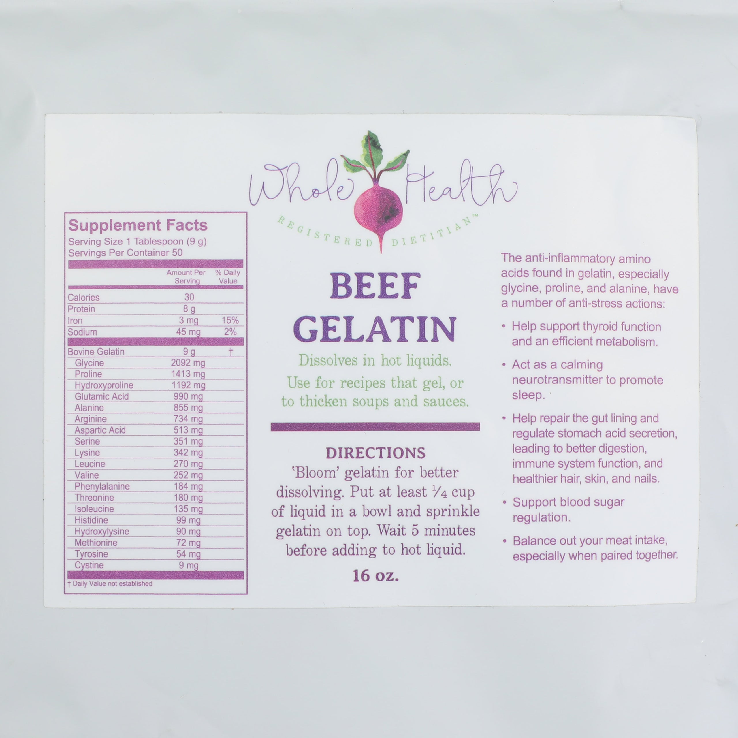 Beef Gelatin | Whole Health RD Shop